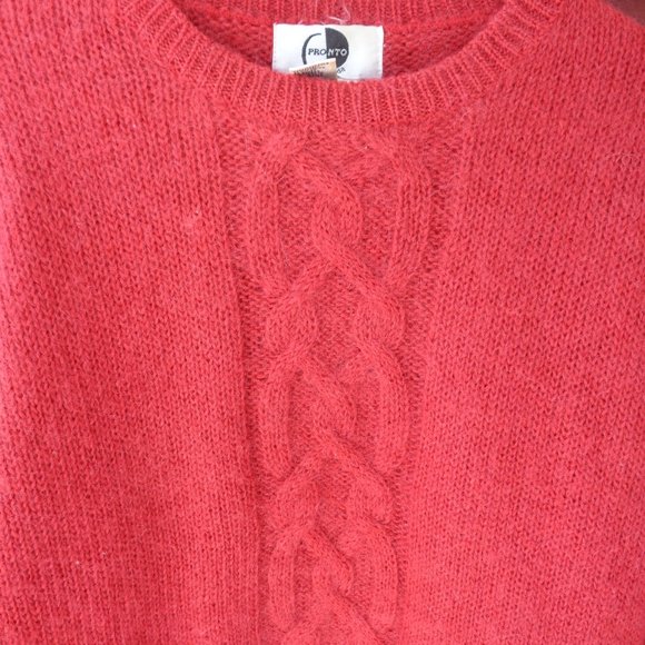 Vintage Red Mohair Cableknit Sweater - L - Picture 5 of 5